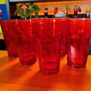 22 oz Red Plastic Tumblers Shatter-Proof Set of 6